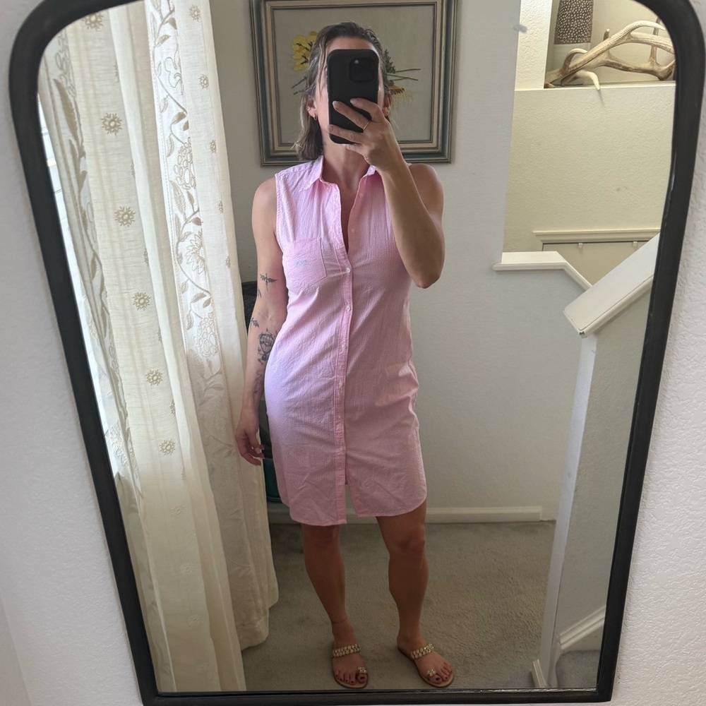 Vintage Ralph Lauren Pink Sleeveless Shirt Dress